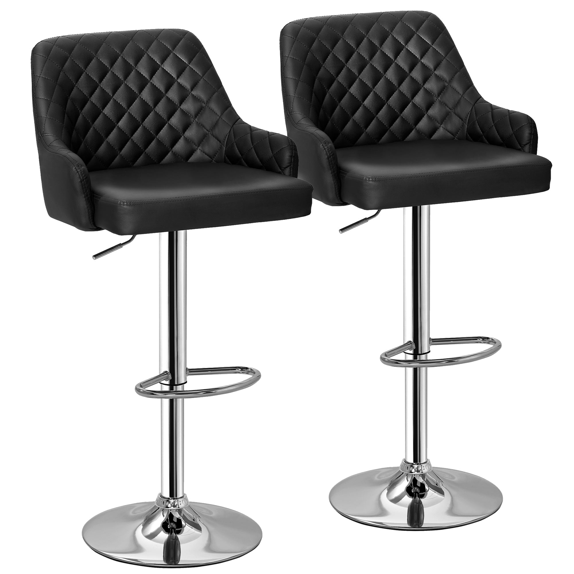 VECELO Bar Stools Set of 2 Adjustable Counter Height Swivel Barstools