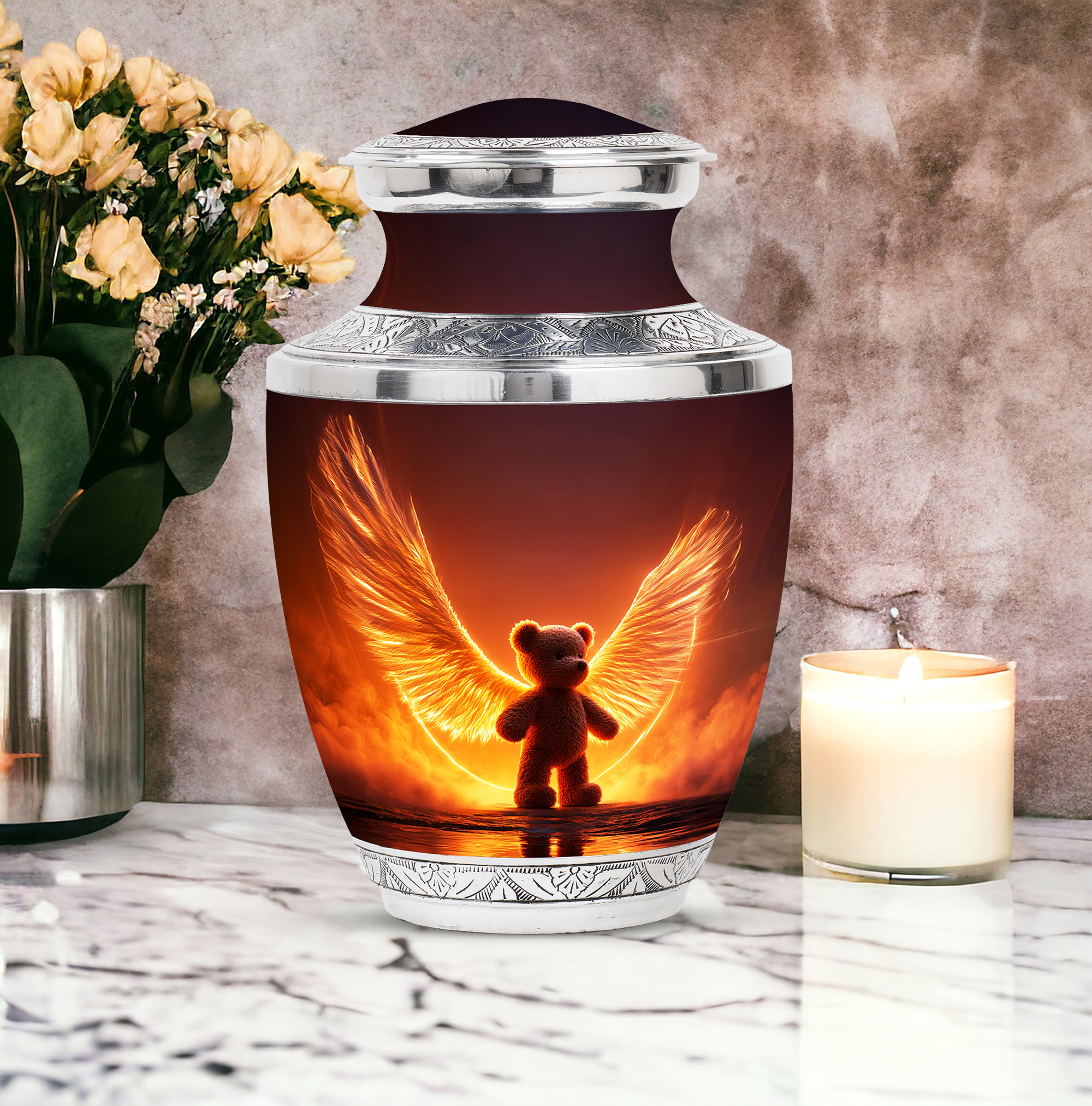 MUKTIVE Teddy Bear Urns for Adult Ashes Men Large - Brown Funeral Urn for Adult Ashes Man & Woman - Decorative Memorials & Funerary Ash Holders - Remembrance Gift for Loss of Family (10 Inch)