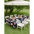 thumbnail image 4 of Outdoor Tablecloth with Umbrella Hole for Patio/Picnic/Party/Camping, Coastal Waterproof Table Cloth Rectangle Table Cover Washable, Summer Nautical Ocean Floral Shell Starfish Black (54"x 80"), 4 of 8
