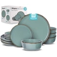 thumbnail image 1 of MAGMALIFE Vajilla Moonlight, Set De 12 Piezas De Gres Resistente A Rayaduras, Con Platos Grandes, Pequeños Y Tazones. Elegante, Duradera, Para 4 Personas, Apta Lavavajillas Y Microondas., 1 of 10
