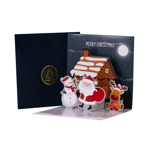 BOPORO 3D Stereo Greeting Card Creative Christmas Message Card Holiday Card