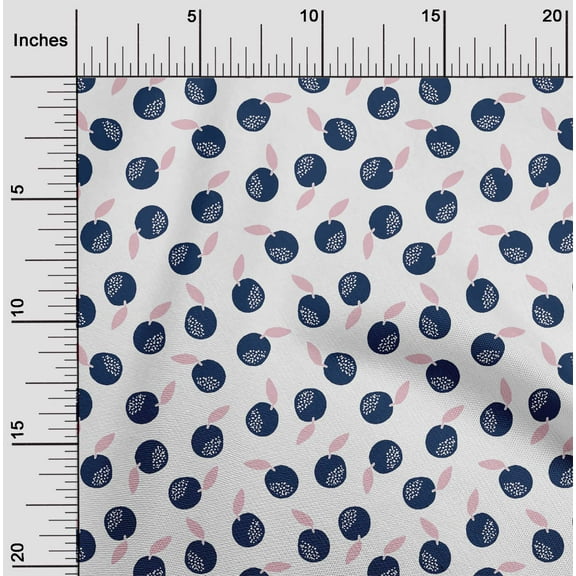 oneOone Cotton Jersey Navy Blue Fabric Leaves & Fruit Block Fabric For Sewing Printed Craft Fabric By The Yard 58 Inch Wide