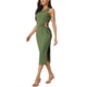 thumbnail image 4 of INSPIRE CHIC Vestido Midi Sin Mangas de Verano para Mujeres con Cuello Redondo, Corte en la Cintura, Abertura Lateral, Vestido de Tanque, Cuerpo Ajustado L Verde Ejército, 4 of 6
