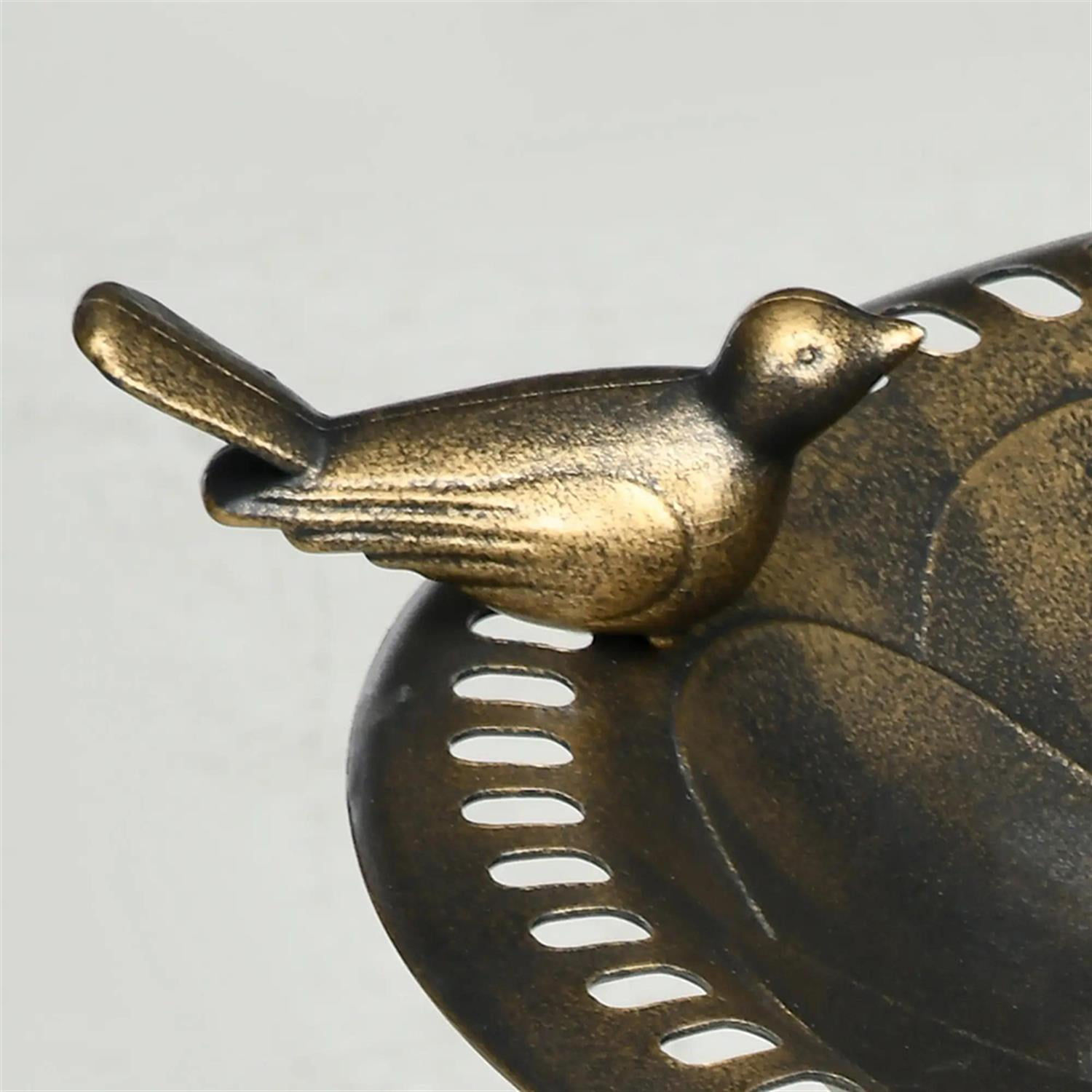 resenkos 28" Tall Outdoor Flower Birdbath with Bird Statues, Charming Garden Accent to Attract Birds, Durable Polypropylene Construction for Patio, Deck, or Yard, Brown