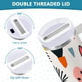 thumbnail image 3 of Yayeee 30oz Stainless Steel Tumbler with Straw and Handle Double-Wall Insulated Travel Water Bottle, Beige Geometric, 3 of 8