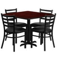 thumbnail image 3 of BizChair 36'' Square Mahogany Laminate Table Set with X-Base and 4 Ladder Back Metal Chairs - Black Vinyl Seat, 3 of 3