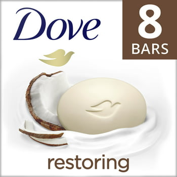 Dove Restoring Coconut And Cocoa Butter Beauty Bar Soap for Skin Care 3.75 oz 8 Bars