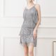 thumbnail image 4 of Vestido De Tirantes Finos Mini vestido con flecos y flecos con cuello en V y borlas de lentejuelas para mujer (gris XL) Ygjytge para Mujer Gris T S, 4 of 5