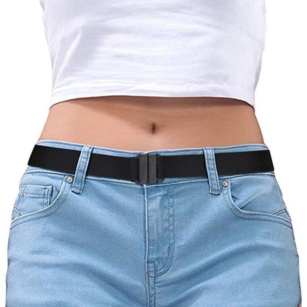 Cinturón invisible para mujer, cómodo cinturón elástico ajustable que no se muestra con hebilla plana Pretina con hebilla elástica