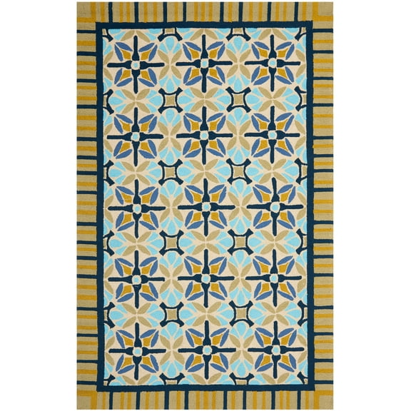 SAFAVIEH Four Seasons Alvena Geometric Area Rug, Tan/Blue, 5' x 8'