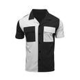 thumbnail image 5 of Hirigin Men's Knit Short Sleeve Shirts Summer Simple Lapel Button Up Contrast Color Shirts, 5 of 6