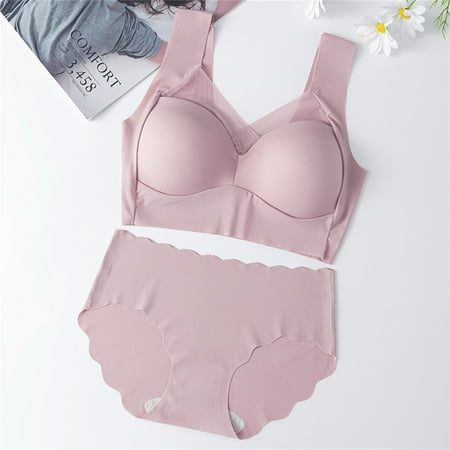 Pavied Push Up Bra Sports Bra Seamless Bras Bra And Panty Sets For Women Lingerie Sets Smooth Comfort Bras And Underwear For Everyday Plus Size Bra Clearance Pink 5XL