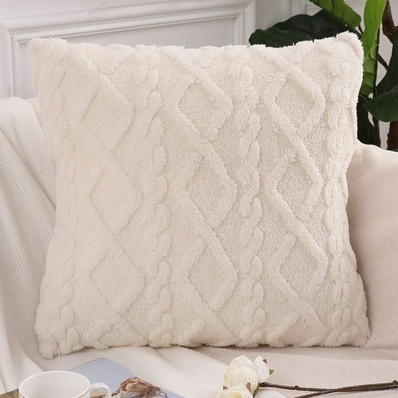Shaggy Throw Pillow Cover Polyester Cushion for Sofa Bed and Office