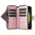 thumbnail image 5 of for iPhone 7 / iPhone 8 / iPhone SE 2022 & 2020 Zipper Wallet Case with Card Holder - PU Leather Stand Phone Case, Crossbody Shoulder Strap & Wrist Strap, Shockproof Protective Cover, Rosegold, 5 of 11