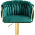 thumbnail image 3 of Tabaray Barstool Set of 2, Velvet Bar Stools with Back, Weave Upholstered Swivel Counter Stools for Kitchen Counter,Coffe Bar (Green), 3 of 18