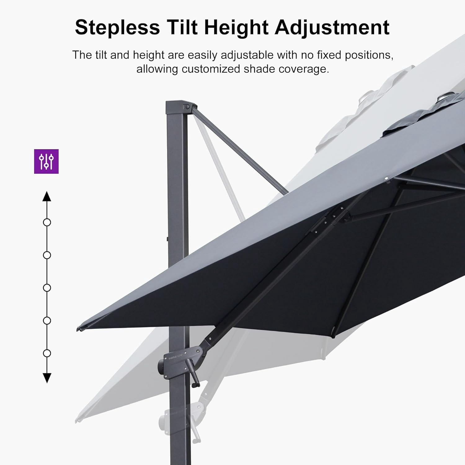 PURPLE LEAF OUTDOOR 10' × 13' Patio Cantilever Umbrella with Base Outdoor Rectangle Adjustable Offset Umbrellas with 360-degree Rotation and 8 Heavy Duty Metal Ribs for Garden Deck Pool Grey