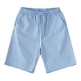 thumbnail image 1 of Pantalones cortos casuales sueltos de verano para hombre, de algodón y lino, de color puro, con cordón y cintura elástica, para entrenamiento, con bolsillo, azul cielo XL, 1 of 12