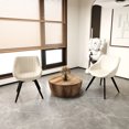 thumbnail image 4 of 29.53 Inch Round MDF Coffee Table and 2 PU Leather Dining Chair Set, Drum Shape Table for Kitchen, Living Room, Small Space, 4 of 9