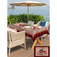thumbnail image 4 of Outdoor Tablecloth with Umbrella Hole and Zipper, Christmas Truck Rectangle Table Cloth 60x84 Inch Waterproof Tablecloth, Farmhouse Buffalo Check Snowflakes Brown Wood Picnic Table Cover for Patio, 4 of 7