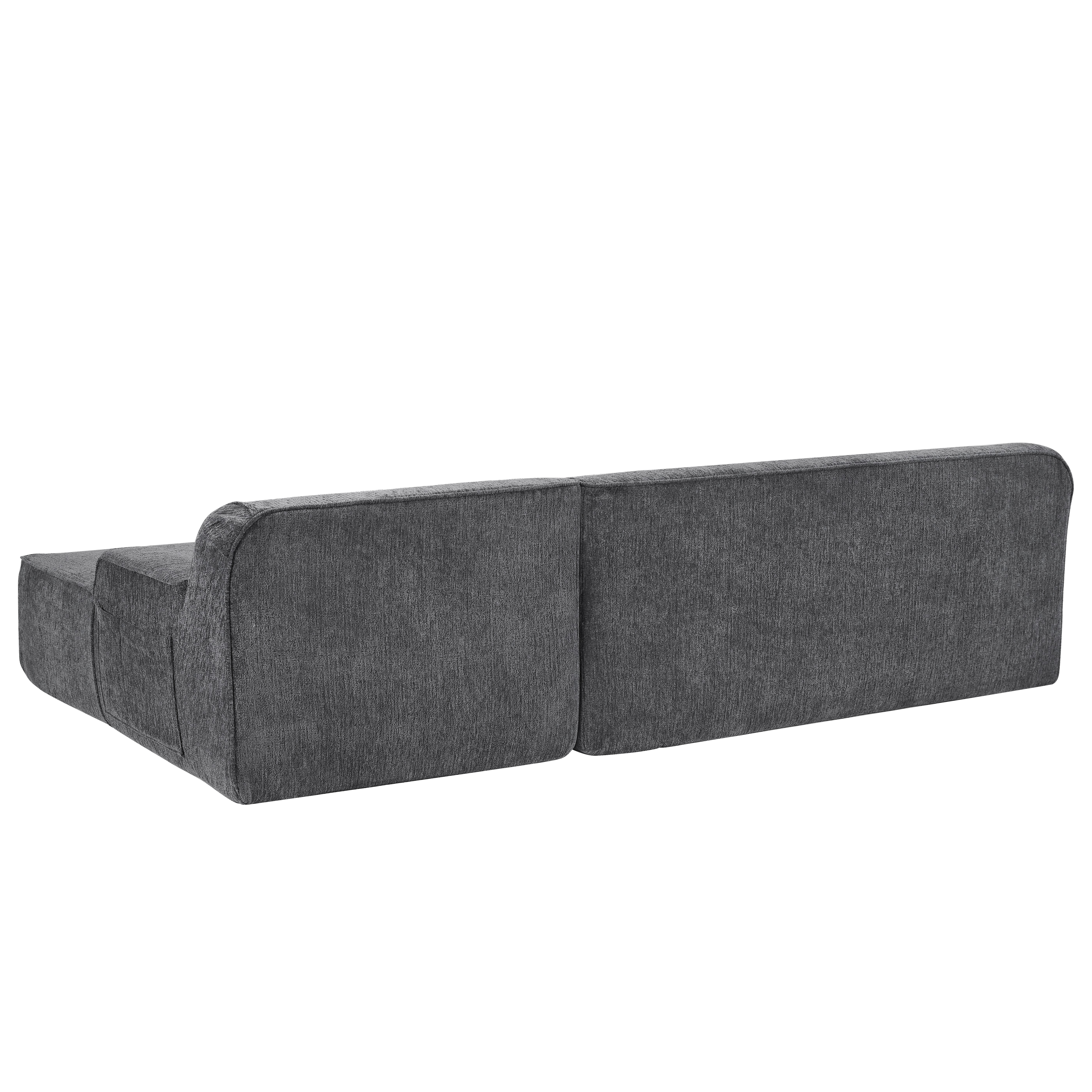 Aukfa 2-Piece Modular Chenille Sectional Sofa, 26.5" Deep Seat, No Assembly, Right Chaise, Gray