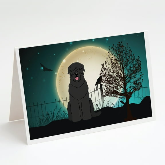 Halloween Scary Black Russian Terrier Greeting Cards and Envelopes Pack of 8