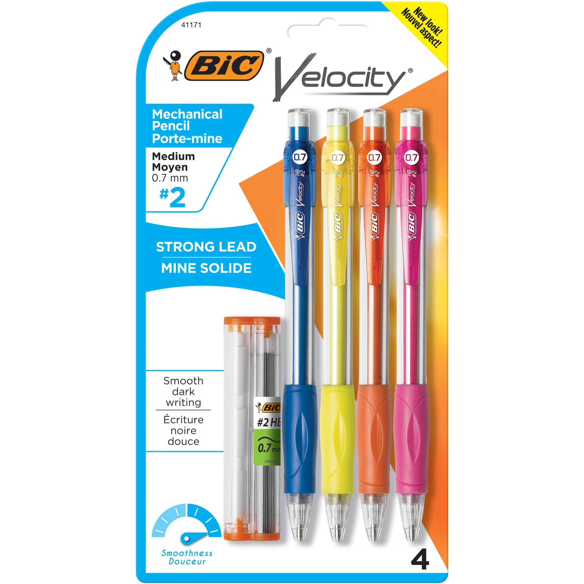 BIC Velocity Side Clic Mechanical Pencil 4-Count Fine Point 0.5mm 