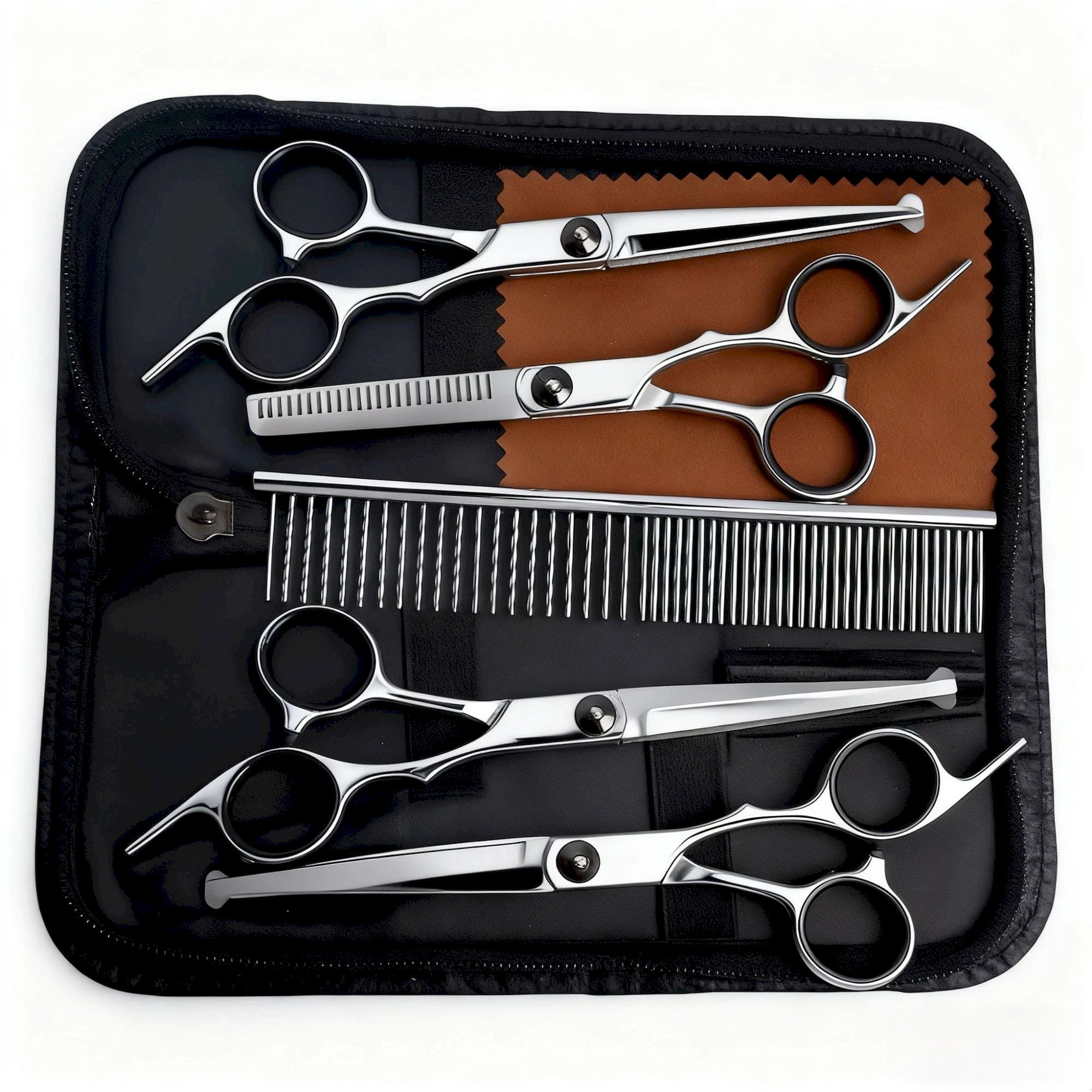 PawHarbor Dog Grooming Scissors Kit, Zinc Alloy Handles, 4RC Stainless Steel, 7-in-1 Set