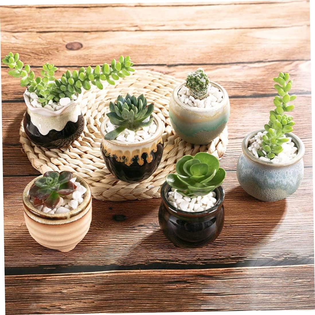 Mini Ceramic Flower Pots with Drainage Holes, Tiny Porcelain Planters for Home and Office Decor, Ideal for Succulent, Cactus, Herb, 6 PCS Set
