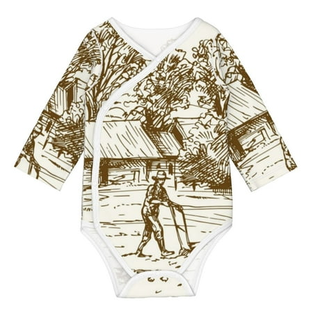 

Gaeub Plowed Field With Horses Unisex Babies Long-Sleeve Bodysuit 100% Organic Cotton-6 Months