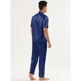 thumbnail image 4 of INSPIRE CHIC Pyjamas pour Hommes Classiques en Satin Manches Courtes Ensemble de Pyjama Boutonné Bleu m, 4 of 5