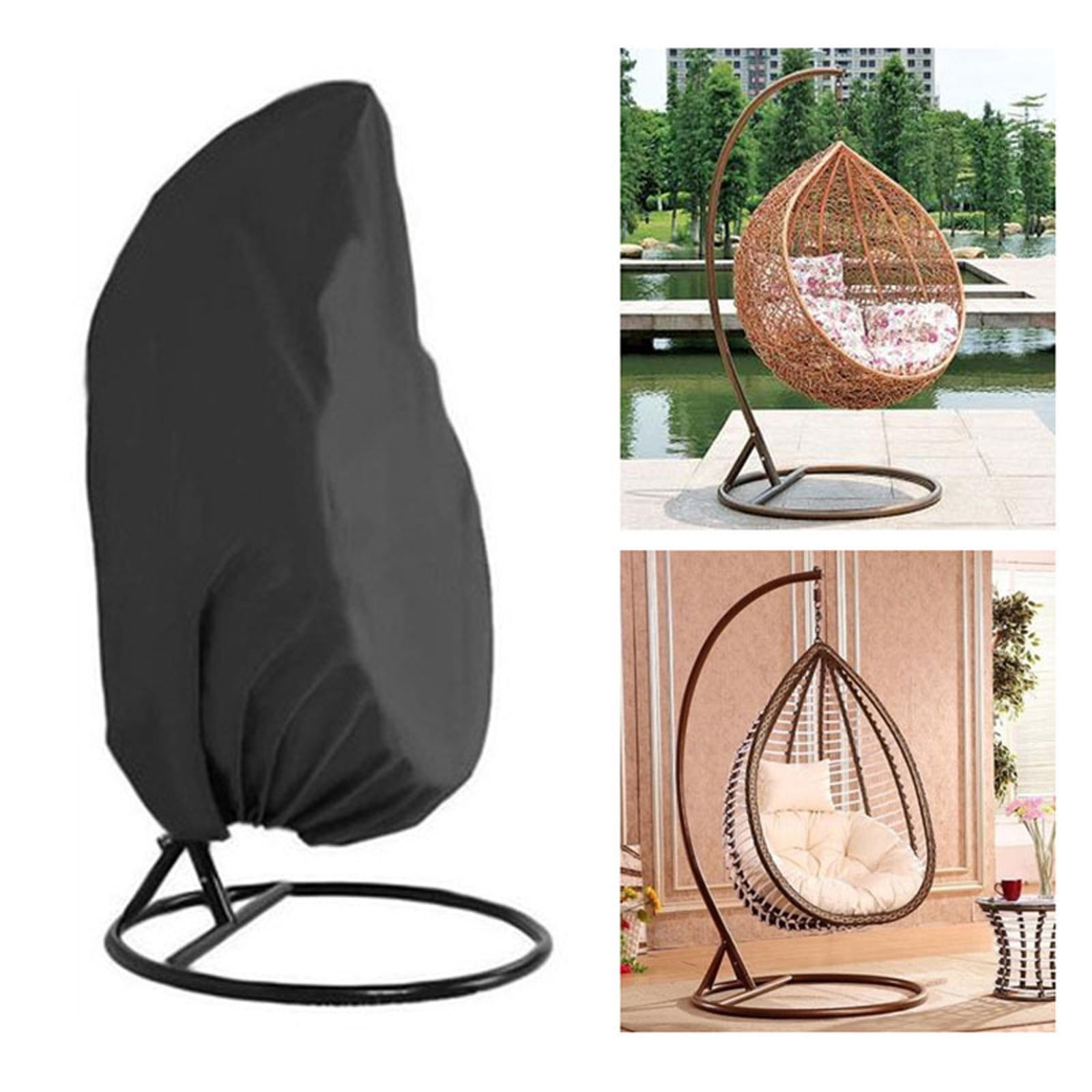 Hanging Chair Cover Outdoor Furniture Protector Oxford Fabric Rain Snow Sun Shield for Patio Garden Balcony Rocking Swing Chair with Drawstring Easy Install