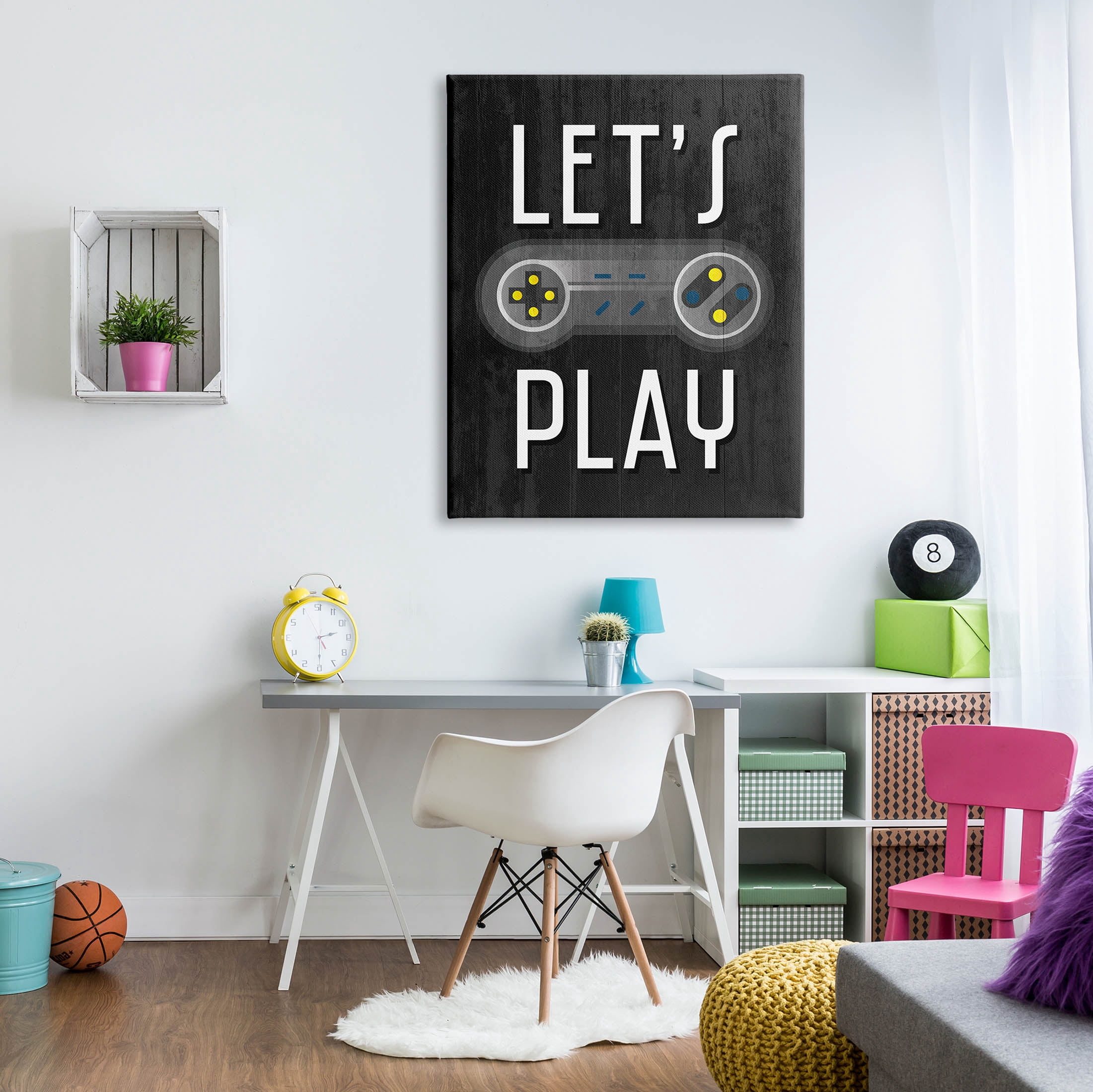 Stupell Industries Let's Play Vintage Controller Graphic Art Gallery Wrapped Canvas Print Wall Art, Design by Kim Allen