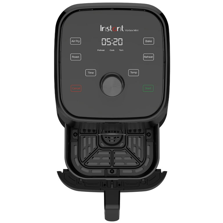 How do I adjust the cooking time and temperature on Instant Pot Vortex  4-in-1, 2-quart Mini Air Fryer Oven Combo?