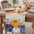 thumbnail image 2 of Navy Blue Pumpkins Fall Cotton Linen Rectangle Table Runners 13"x60", Thanksgiving Eucalyptus Farmhouse Coffee Table Runner Dresser Scarves Luxury Table Runners for Wedding Party Banquet Dinner Decor, 2 of 8