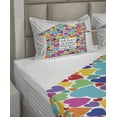thumbnail image 2 of Ambesonne Saying Fitted & Top Sheet Set with Shams, House with Hearts Home Love, Multicolor, 2 of 4