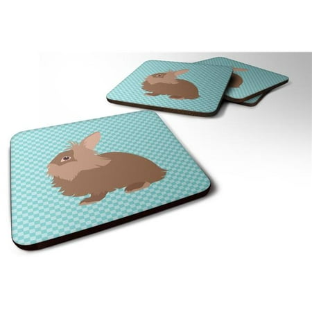 

Lionhead Rabbit Blue Check Foam Coaster Set of 4