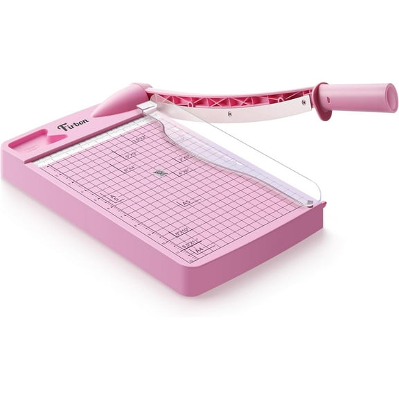Firbon 12" Guillotine Paper Cutter, Heavy Duty 12-Sheet Capacity Trimmer for Cardstock, Photos, Scrapbooking, Office, Classroom, Studio (Pink)