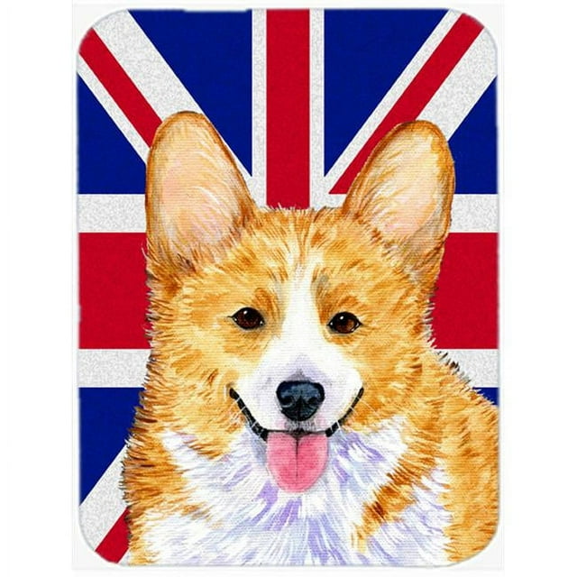 Carolines Treasures SS4928LCB Corgi With English Union Jack British Flag Glass Cutting Board - Large