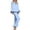 Blue, variant on Women's Silk Satin Pajama Set Feather Trim Bridal Long Sleeve Pocketed Lounge Sets Sleepwear (White, XL)