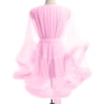 thumbnail image 4 of Ladies Lingerie, Robes For Women Tulle Robe with Faux Fur Trim, Wedding Sexy Feather Robe Bridal Illusion Tulle, 4 of 4
