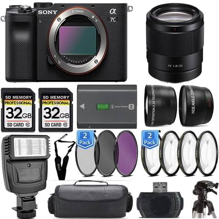 Sony a7C Camera (Black) Camera +35mm Lens +Flash- Kit