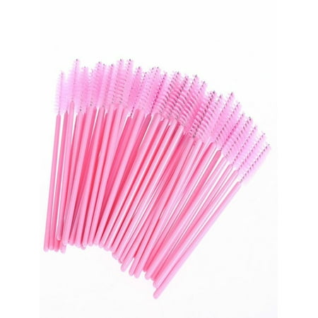 Disposable Brush - LUXUR 100pcs Pink Disposable Eyelash Mascara Brushes Wands Applicator Makeup Brush Eyelash Extension Spoolies Tool