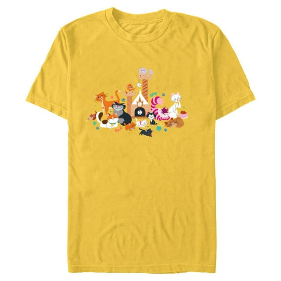 Disney Cats Kitten Friends - Short Sleeve Blended T-Shirt for Adults - Customized-Yellow