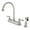 Nickel, variant on Kingston KB3758ALBS Restoration Two-Handle 4-Hole 8" Centerset Kitchen Faucet with Brass Sprayer in Brushed Nickel