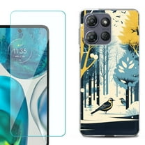 For Motorola Moto G Power 5G 2025 Phone Case Cover with Tempered Glass Screen Protector, by OneToughShield - Winter Birds