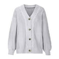 thumbnail image 4 of Odeerbi Cardigan Sweaters For Women Fall Winter Sweaters Trendy Solid Color Button Up 2025 Long Sleeves Knit Loose Tops Blouse Gray, 4 of 8