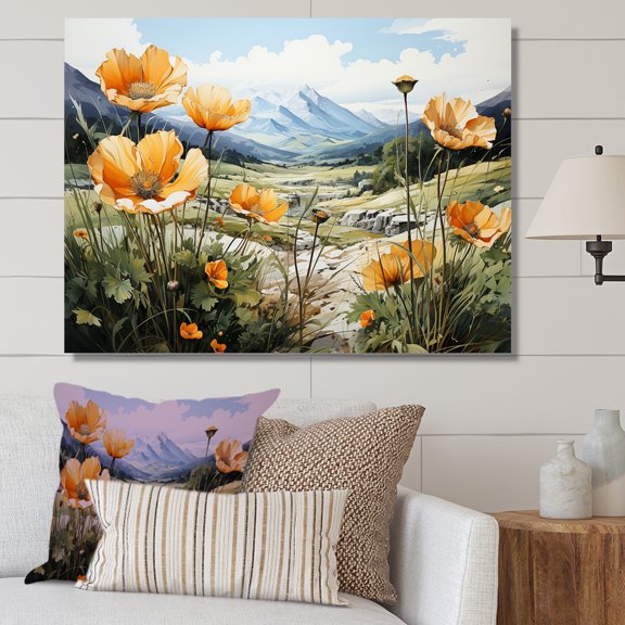 Designart "Mountainous Buttercup Allure" Buttercups Wall Art Prints