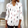 thumbnail image 5 of Viluyesy Women's 3/4 Sleeves T-Shirt Lapel Collar Shirt Tops Comfortable Fashionable Relaxed Lapel Collar Petal Loose Blouse White Size M, 5 of 7
