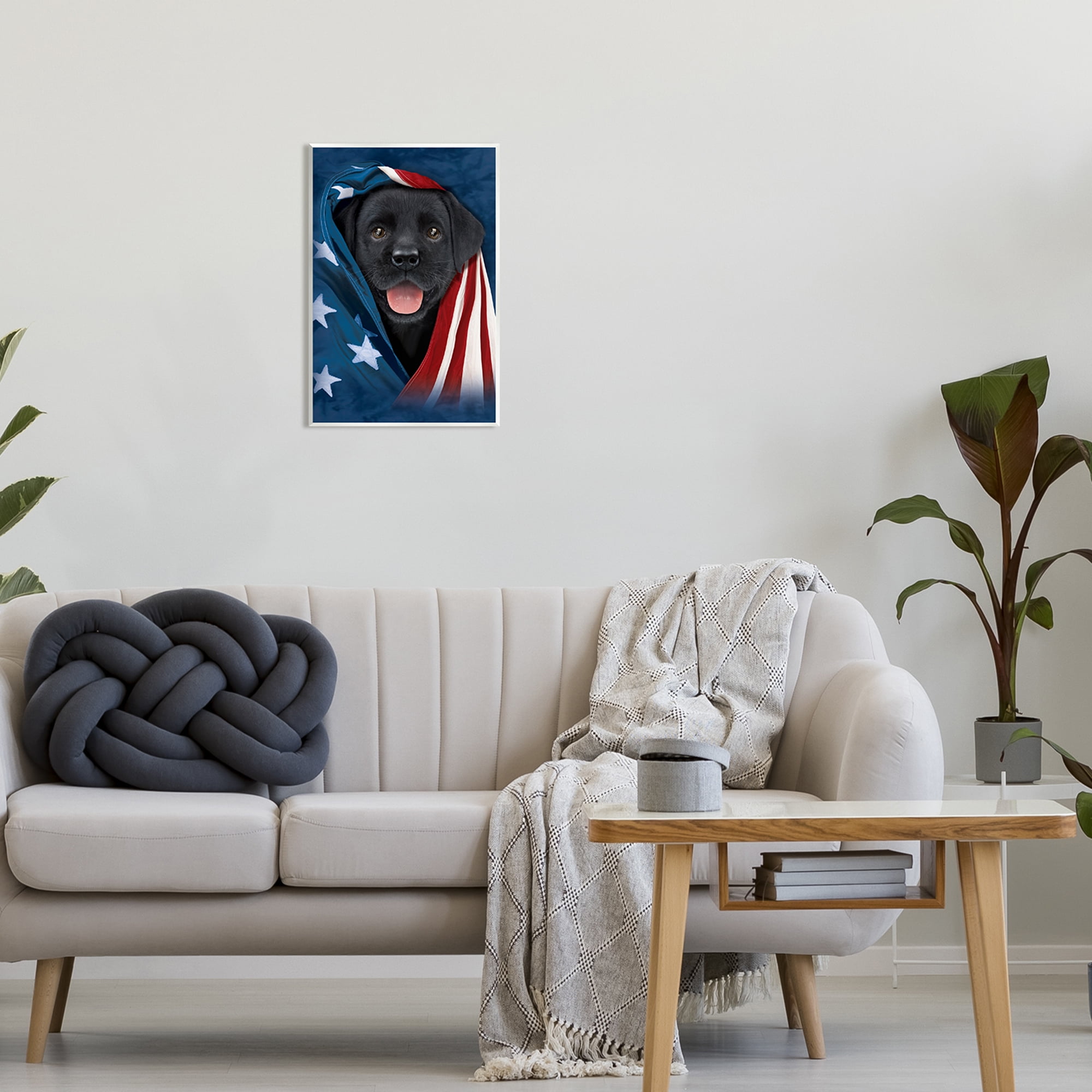 Stupell Industries Labrador & American Flag Animals & Insects Painting Unframed Art Print Wall Art, 13 x 19