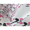 thumbnail image 4 of Ambesonne Cherry Blossom Quilted Bedspread Set 3 Pcs, Sakura Tree Bird, Queen Size, Black Hot Pink White, 4 of 5